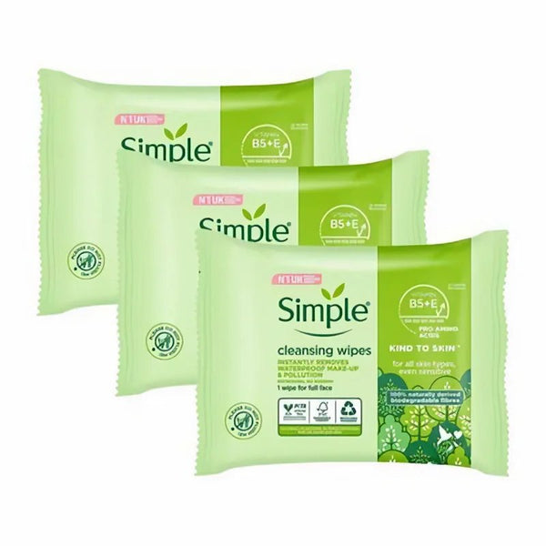Simple multipack 2 x 3 cleansing wipes