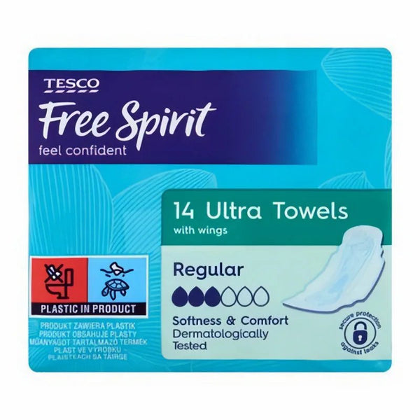 Tesco Free spiirt ultra Towels with wings regular 14 park